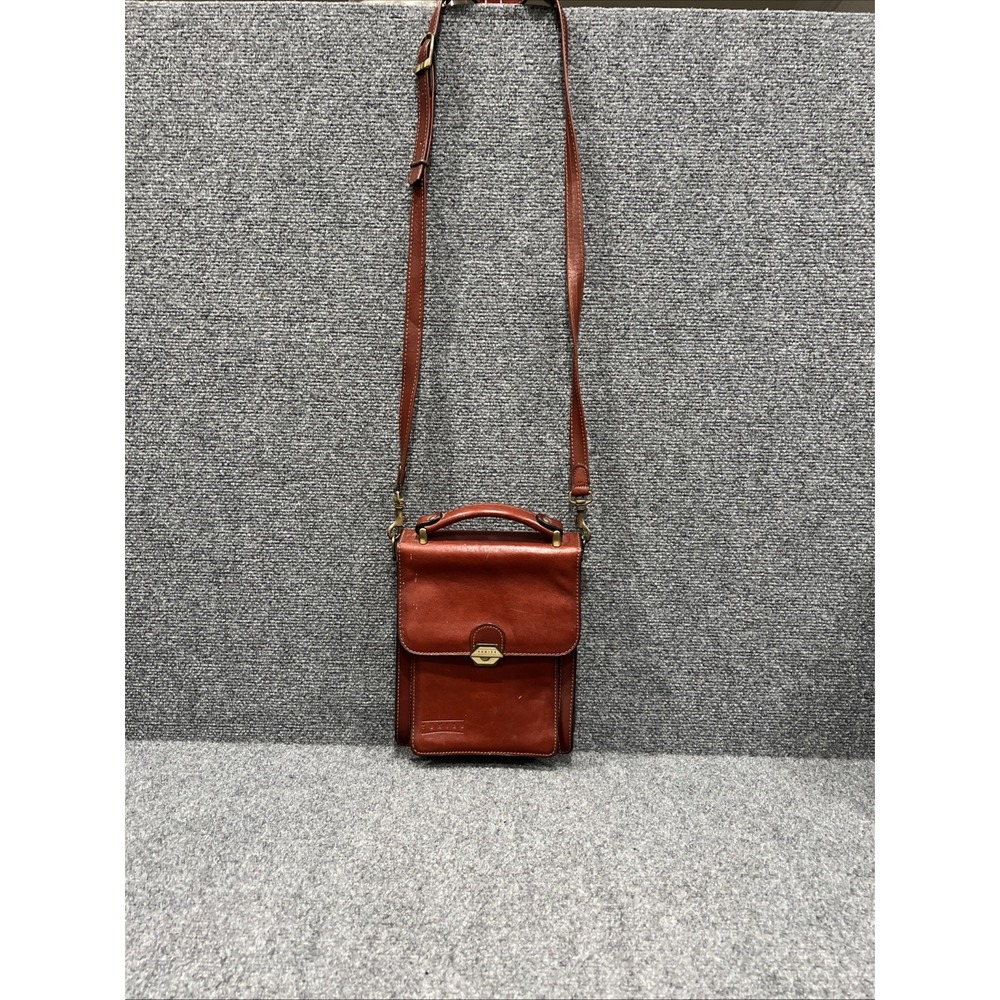Vintage Texier Leather Bag Crossbody Brown Medium Adjustable Strap France